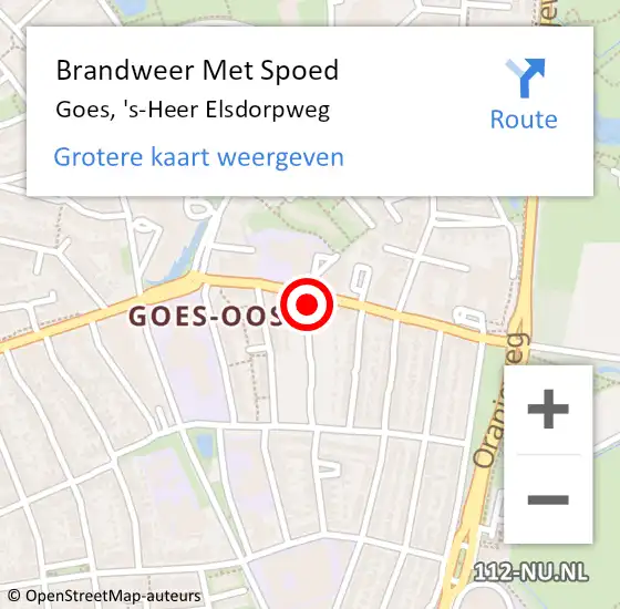 Locatie op kaart van de 112 melding: Brandweer Met Spoed Naar Goes, 's-Heer Elsdorpweg op 29 september 2021 21:28