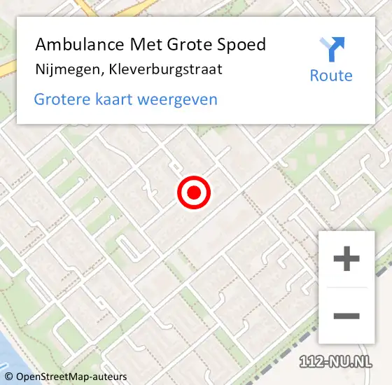 Locatie op kaart van de 112 melding: Ambulance Met Grote Spoed Naar Nijmegen, Kleverburgstraat op 29 september 2021 21:33