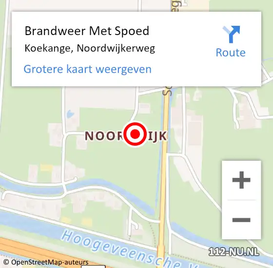 Locatie op kaart van de 112 melding: Brandweer Met Spoed Naar Koekange, Noordwijkerweg op 24 juni 2014 13:46