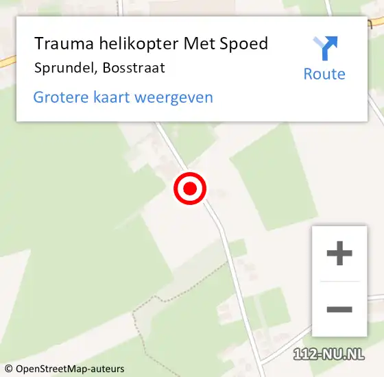 Locatie op kaart van de 112 melding: Trauma helikopter Met Spoed Naar Sprundel, Bosstraat op 29 september 2021 22:41