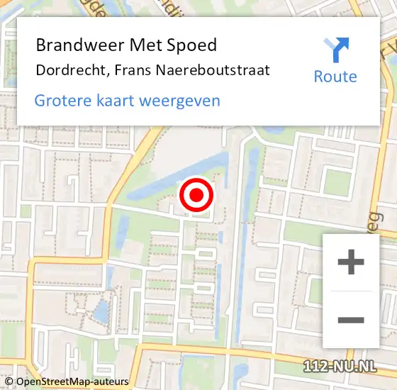 Locatie op kaart van de 112 melding: Brandweer Met Spoed Naar Dordrecht, Frans Naereboutstraat op 29 september 2021 22:49