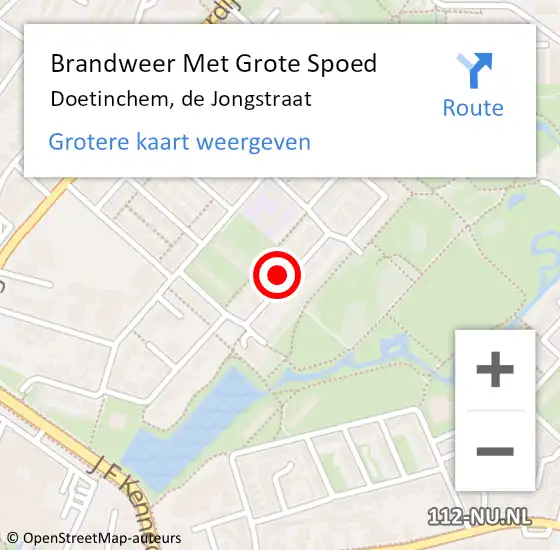 Locatie op kaart van de 112 melding: Brandweer Met Grote Spoed Naar Doetinchem, de Jongstraat op 29 september 2021 23:10