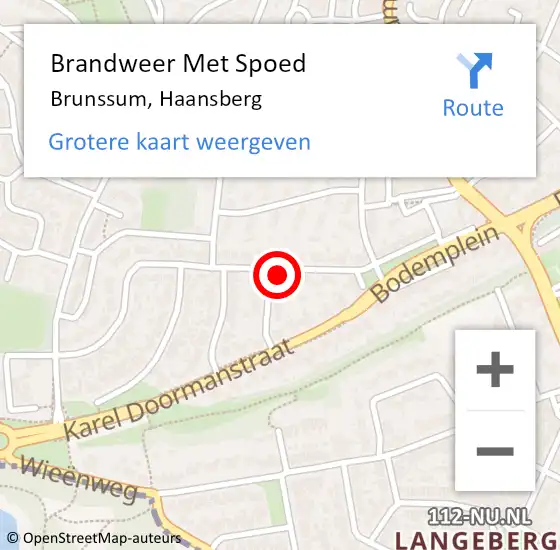 Locatie op kaart van de 112 melding: Brandweer Met Spoed Naar Brunssum, Haansberg op 29 september 2021 23:23