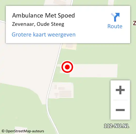 Locatie op kaart van de 112 melding: Ambulance Met Spoed Naar Zevenaar, Oude Steeg op 29 september 2021 23:40