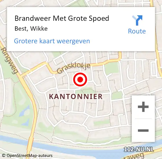 Locatie op kaart van de 112 melding: Brandweer Met Grote Spoed Naar Best, Wikke op 29 september 2021 23:51