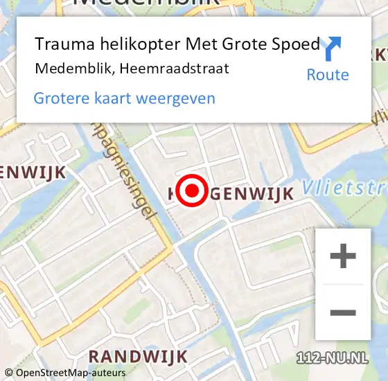 Locatie op kaart van de 112 melding: Trauma helikopter Met Grote Spoed Naar Medemblik, Heemraadstraat op 30 september 2021 00:13