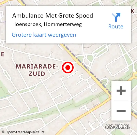 Locatie op kaart van de 112 melding: Ambulance Met Grote Spoed Naar Hoensbroek, Hommerterweg op 30 september 2021 01:46