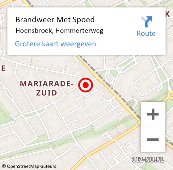 Locatie op kaart van de 112 melding: Brandweer Met Spoed Naar Hoensbroek, Hommerterweg op 30 september 2021 03:13