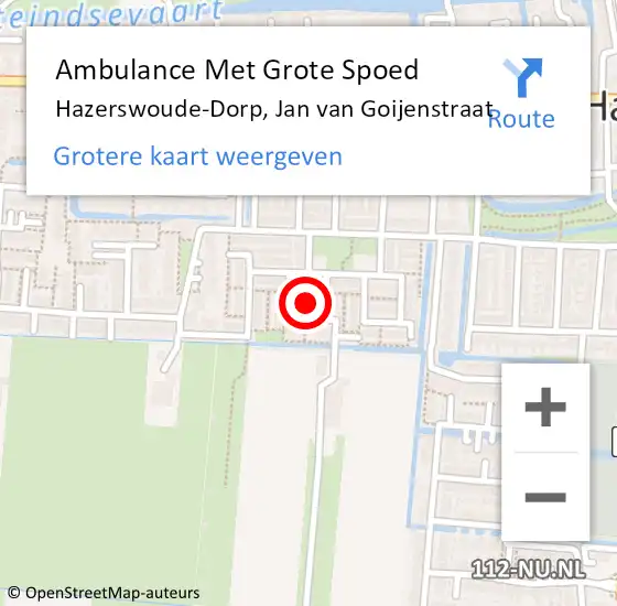 Locatie op kaart van de 112 melding: Ambulance Met Grote Spoed Naar Hazerswoude-Dorp, Jan van Goijenstraat op 30 september 2021 03:15