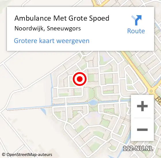 Locatie op kaart van de 112 melding: Ambulance Met Grote Spoed Naar Noordwijk, Sneeuwgors op 30 september 2021 03:48