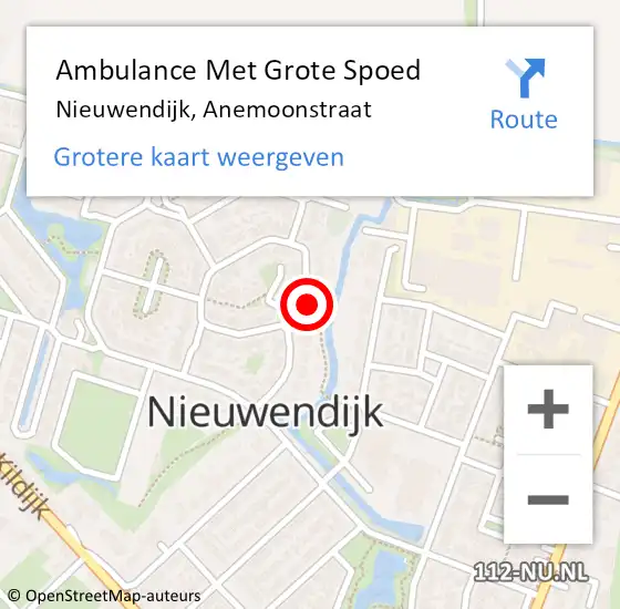 Locatie op kaart van de 112 melding: Ambulance Met Grote Spoed Naar Nieuwendijk, Anemoonstraat op 30 september 2021 06:28
