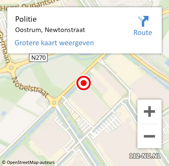 Locatie op kaart van de 112 melding: Politie Oostrum, Newtonstraat op 30 september 2021 06:35