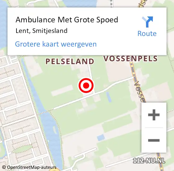 Locatie op kaart van de 112 melding: Ambulance Met Grote Spoed Naar Lent, Smitjesland op 30 september 2021 06:56