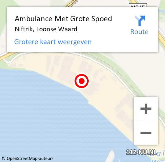 Locatie op kaart van de 112 melding: Ambulance Met Grote Spoed Naar Niftrik, Loonse Waard op 30 september 2021 07:03