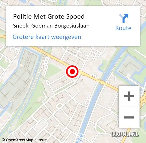 Locatie op kaart van de 112 melding: Politie Met Grote Spoed Naar Sneek, Goeman Borgesiuslaan op 30 september 2021 07:22