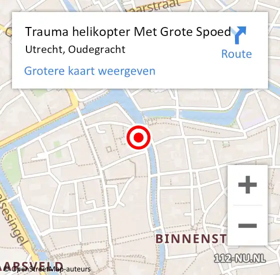 Locatie op kaart van de 112 melding: Trauma helikopter Met Grote Spoed Naar Utrecht, Oudegracht op 30 september 2021 07:38