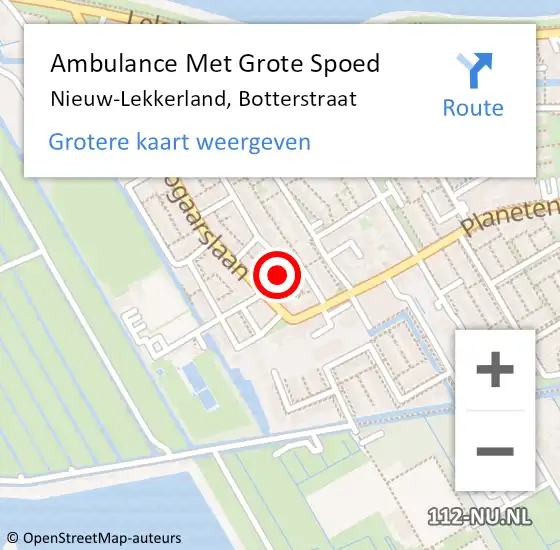 Locatie op kaart van de 112 melding: Ambulance Met Grote Spoed Naar Nieuw-Lekkerland, Botterstraat op 30 september 2021 08:28