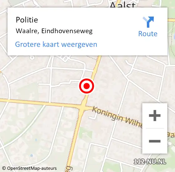 Locatie op kaart van de 112 melding: Politie Waalre, Eindhovenseweg op 30 september 2021 08:34