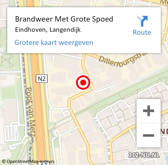 Locatie op kaart van de 112 melding: Brandweer Met Grote Spoed Naar Eindhoven, Langendijk op 30 september 2021 08:43