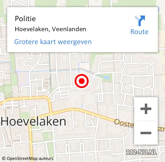 Locatie op kaart van de 112 melding: Politie Hoevelaken, Veenlanden op 30 september 2021 08:43