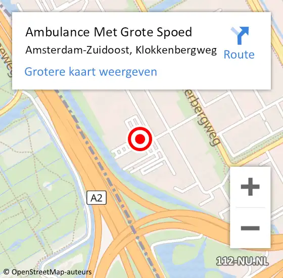 Locatie op kaart van de 112 melding: Ambulance Met Grote Spoed Naar Amsterdam-Zuidoost, Klokkenbergweg op 30 september 2021 08:44