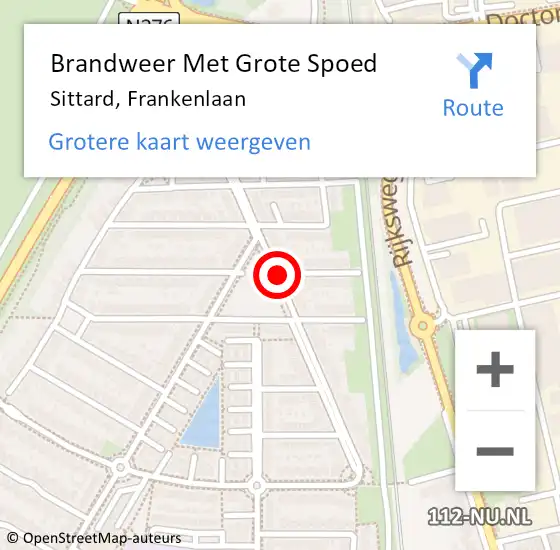 Locatie op kaart van de 112 melding: Brandweer Met Grote Spoed Naar Sittard, Frankenlaan op 30 september 2021 09:03