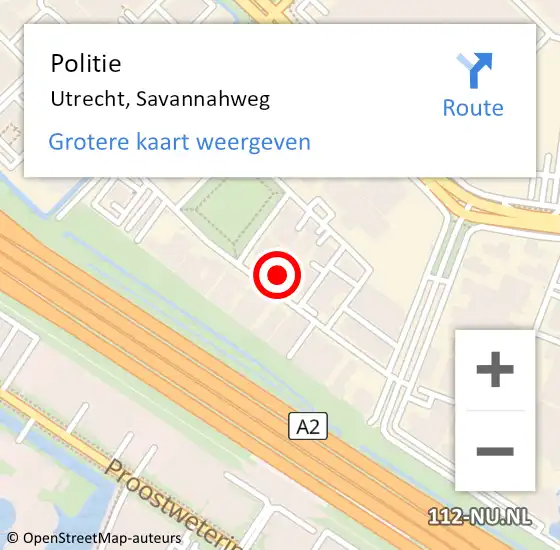 Locatie op kaart van de 112 melding: Politie Utrecht, Savannahweg op 30 september 2021 09:36