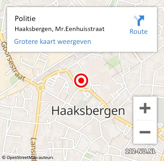 Locatie op kaart van de 112 melding: Politie Haaksbergen, Mr.Eenhuisstraat op 30 september 2021 09:38