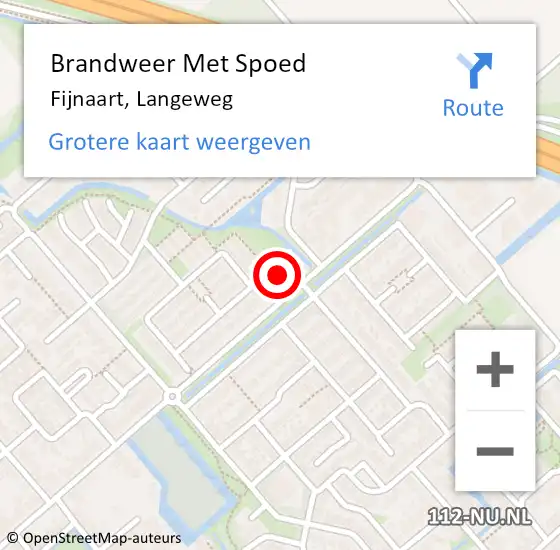 Locatie op kaart van de 112 melding: Brandweer Met Spoed Naar Fijnaart, Langeweg op 30 september 2021 09:55