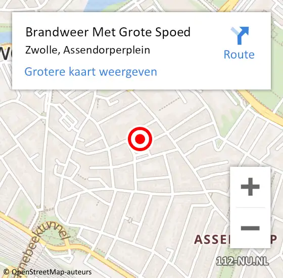 Locatie op kaart van de 112 melding: Brandweer Met Grote Spoed Naar Zwolle, Assendorperplein op 30 september 2021 10:12