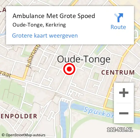 Locatie op kaart van de 112 melding: Ambulance Met Grote Spoed Naar Oude-Tonge, Kerkring op 30 september 2021 10:17
