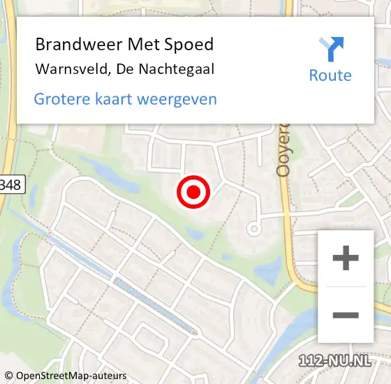 Locatie op kaart van de 112 melding: Brandweer Met Spoed Naar Warnsveld, De Nachtegaal op 30 september 2021 10:30