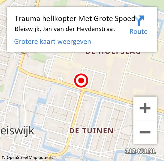 Locatie op kaart van de 112 melding: Trauma helikopter Met Grote Spoed Naar Bleiswijk, Jan van der Heydenstraat op 30 september 2021 10:32