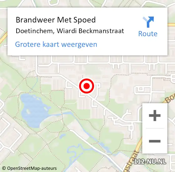 Locatie op kaart van de 112 melding: Brandweer Met Spoed Naar Doetinchem, Wiardi Beckmanstraat op 30 september 2021 11:06