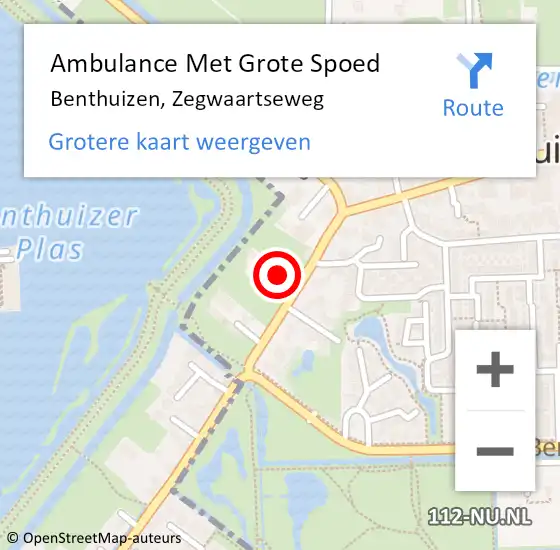 Locatie op kaart van de 112 melding: Ambulance Met Grote Spoed Naar Benthuizen, Zegwaartseweg op 30 september 2021 11:11