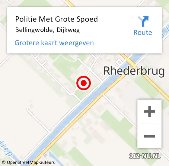 Locatie op kaart van de 112 melding: Politie Met Grote Spoed Naar Bellingwolde, Dijkweg op 30 september 2021 11:11