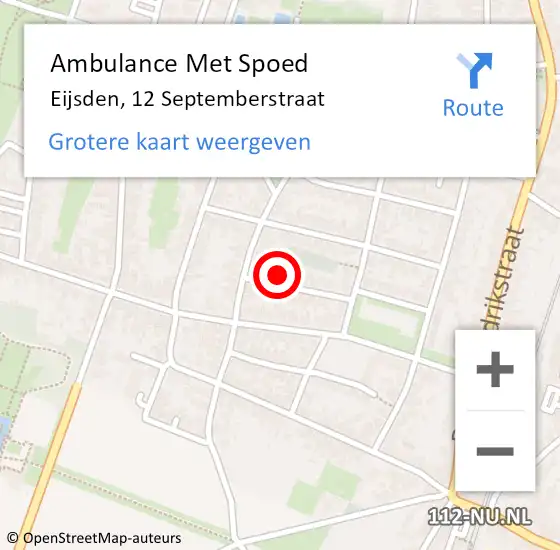 Locatie op kaart van de 112 melding: Ambulance Met Spoed Naar Eijsden, 12 Septemberstraat op 24 juni 2014 14:29