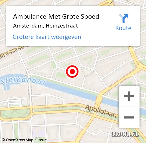 Locatie op kaart van de 112 melding: Ambulance Met Grote Spoed Naar Amsterdam, Heinzestraat op 30 september 2021 11:26