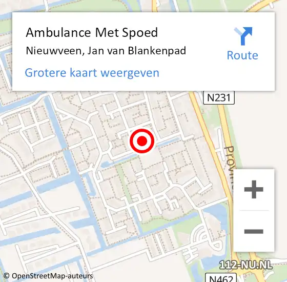 Locatie op kaart van de 112 melding: Ambulance Met Spoed Naar Nieuwveen, Jan van Blankenpad op 30 september 2021 11:32