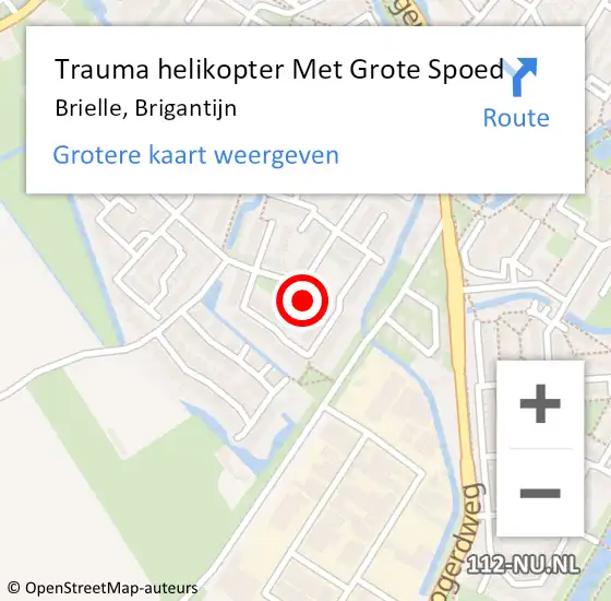 Locatie op kaart van de 112 melding: Trauma helikopter Met Grote Spoed Naar Brielle, Brigantijn op 30 september 2021 11:37