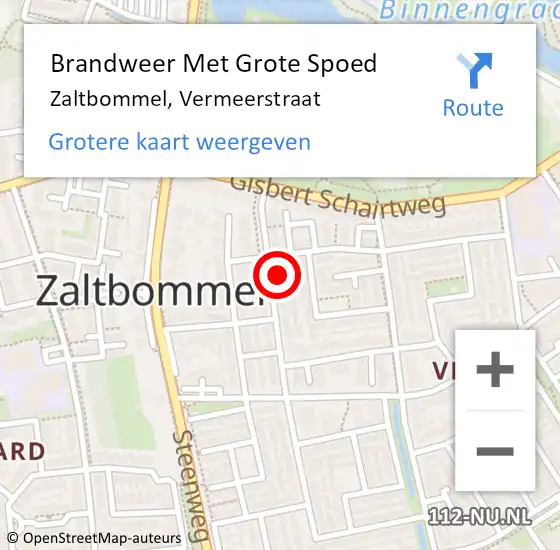 Locatie op kaart van de 112 melding: Brandweer Met Grote Spoed Naar Zaltbommel, Vermeerstraat op 30 september 2021 11:54
