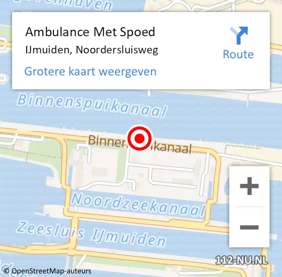 Locatie op kaart van de 112 melding: Ambulance Met Spoed Naar IJmuiden, Noordersluisweg op 30 september 2021 11:55