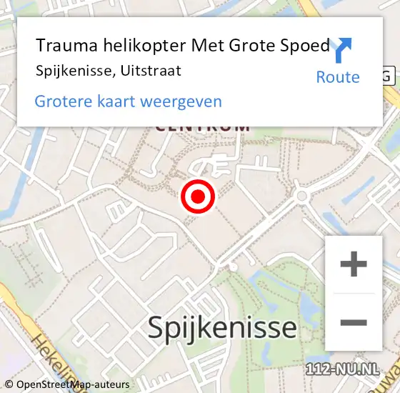 Locatie op kaart van de 112 melding: Trauma helikopter Met Grote Spoed Naar Spijkenisse, Uitstraat op 30 september 2021 12:03