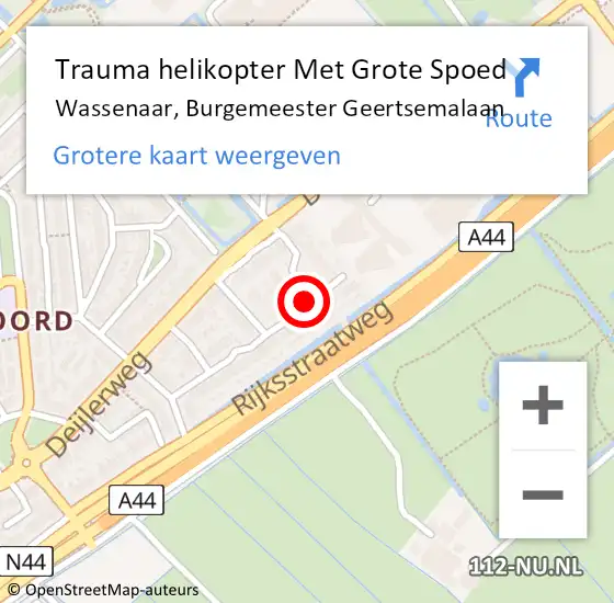 Locatie op kaart van de 112 melding: Trauma helikopter Met Grote Spoed Naar Wassenaar, Burgemeester Geertsemalaan op 30 september 2021 12:16