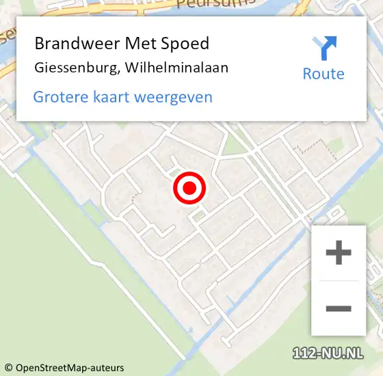 Locatie op kaart van de 112 melding: Brandweer Met Spoed Naar Giessenburg, Wilhelminalaan op 30 september 2021 12:29