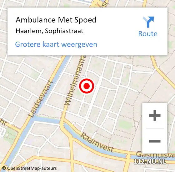 Locatie op kaart van de 112 melding: Ambulance Met Spoed Naar Haarlem, Sophiastraat op 30 september 2021 12:34