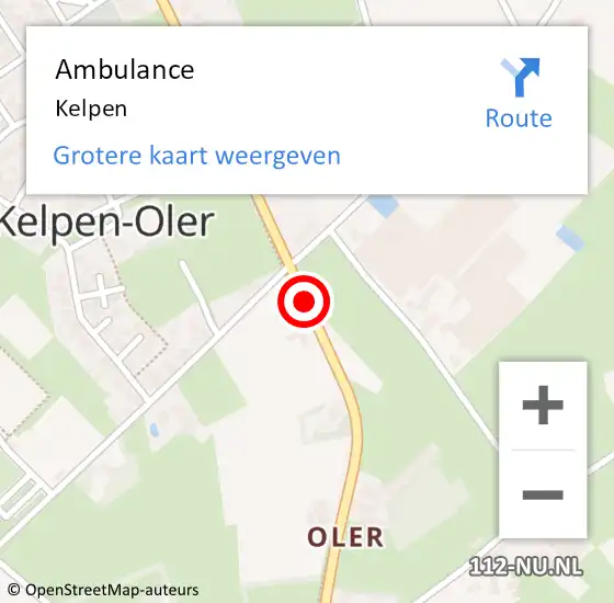 Locatie op kaart van de 112 melding: Ambulance Kelpen op 30 september 2021 12:38