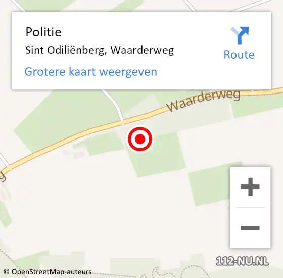 Locatie op kaart van de 112 melding: Politie Sint Odiliënberg, Waarderweg op 30 september 2021 12:46