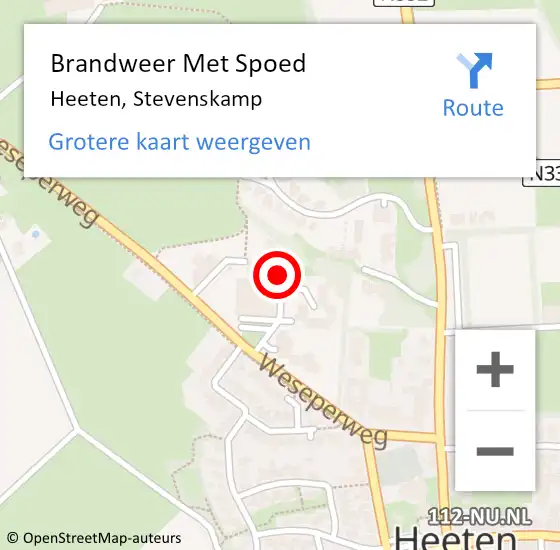 Locatie op kaart van de 112 melding: Brandweer Met Spoed Naar Heeten, Stevenskamp op 30 september 2021 12:57