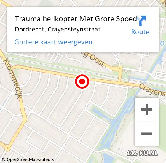 Locatie op kaart van de 112 melding: Trauma helikopter Met Grote Spoed Naar Dordrecht, Crayensteynstraat op 30 september 2021 14:00